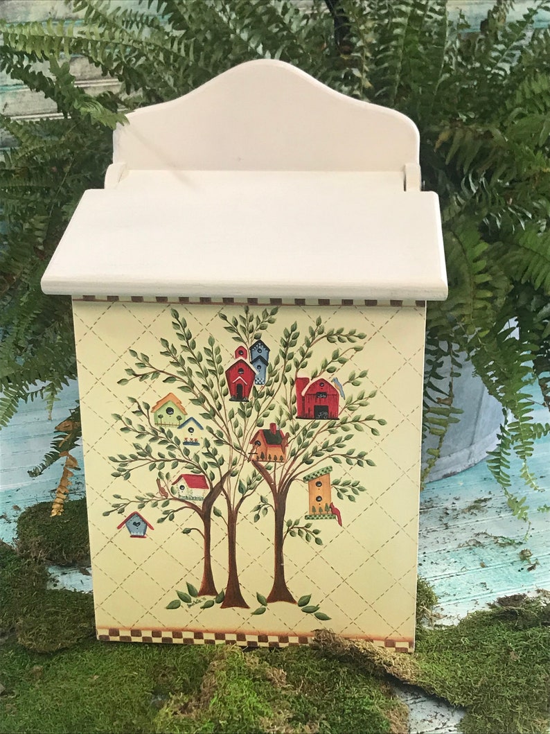 Painted Mailbox With Decoupaged Print by Artist Jean Oates. Etsy