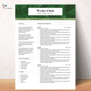 Green Leaves Resume Template: Modern CV Design (Word)