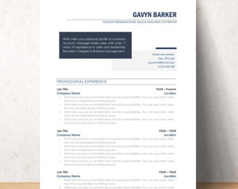 Clean Resume Template and Cover Letter Template for Microsoft Word | CV Template | Modern Resume | Professional CV