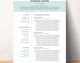 Stylish Resume Template and Cover Letter Template for Microsoft Word | CV Template | Modern Resume | Professional CV