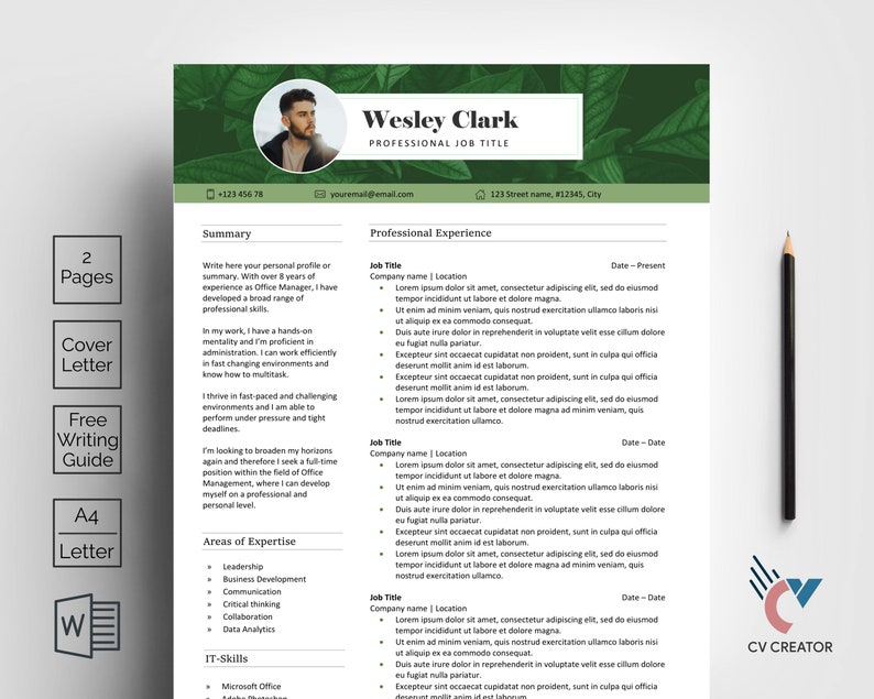 Green Leaves Resume Template and - Il 794xN.2751721016 S0yp 