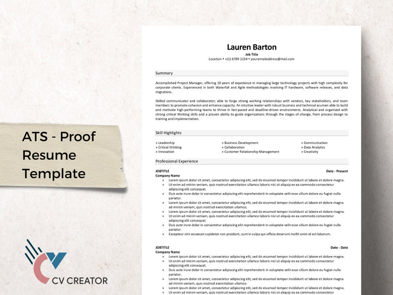 ATS Friendly Resume Template and - Il 794xN.4687654441 Mlgr 