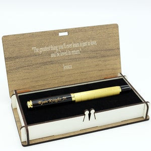 Personalisierter Stahl Stift mit Geschenkbox aus Holz, Kugelschreiber, personalisiertes Geschenk, Geburtstagsgeschenk, Geschenk für sie, Geschenk für ihn, Muttertagsgeschenk