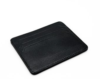 Personalized Black Leather Slim Card Holder, Men Leather Wallet, Leather Wallet, Men Leather Card Holder