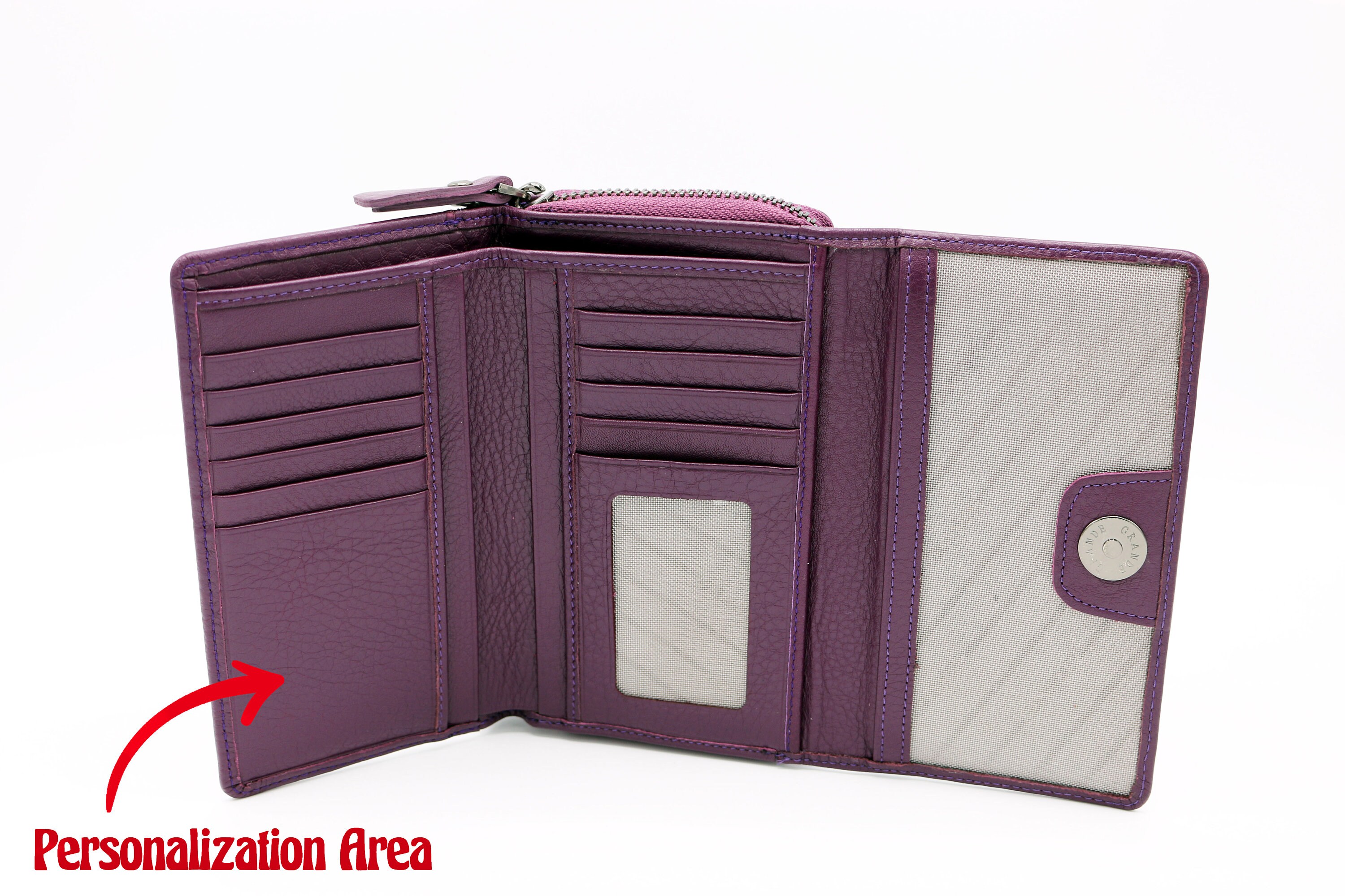 Personalized MidSize Women Leather Wallet Closure Etsy