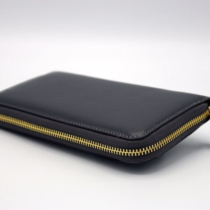 Cartera de cuero gris personalizada con cremallera para mujer, cartera de cuero para mujer, cartera con cremallera, regalo personalizado