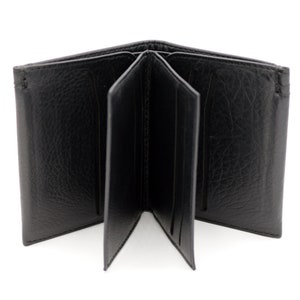 Cartera pequeña de piel negra personalizada, cartera de piel para hombre, tarjetero de piel negra, regalo personalizado