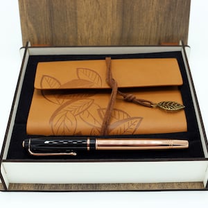 Lined Journal & Pen Gift Set—Red (FREE Engraving)