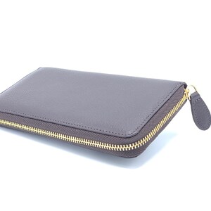 Personalisierte dunkelbraune Leder Frauen Brieftasche, Leder Frauen Brieftasche, Reißverschluss um Brieftasche, personalisiertes Geschenk