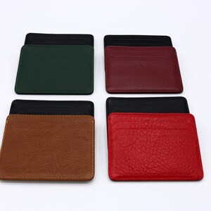 Portacarte sottile in pelle bicolore personalizzato, portafoglio in pelle da uomo, custodia per carte in pelle da donna, portacarte in pelle, regalo testimoni dello sposo, regalo spose