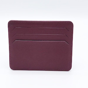 Personalized Claret Red Leather Slim Card Holder, Men Leather Wallet, Leather Wallet, Men Leather Card Holder