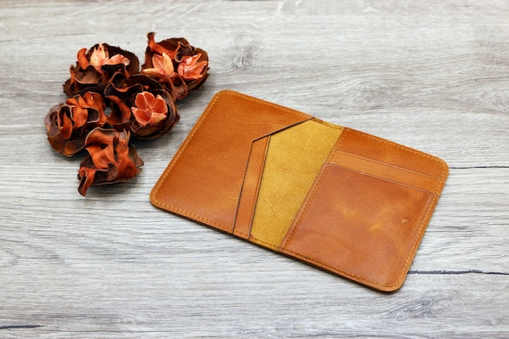 Women Personalized Saddle Tan Leather Minimalist Wallet Leather