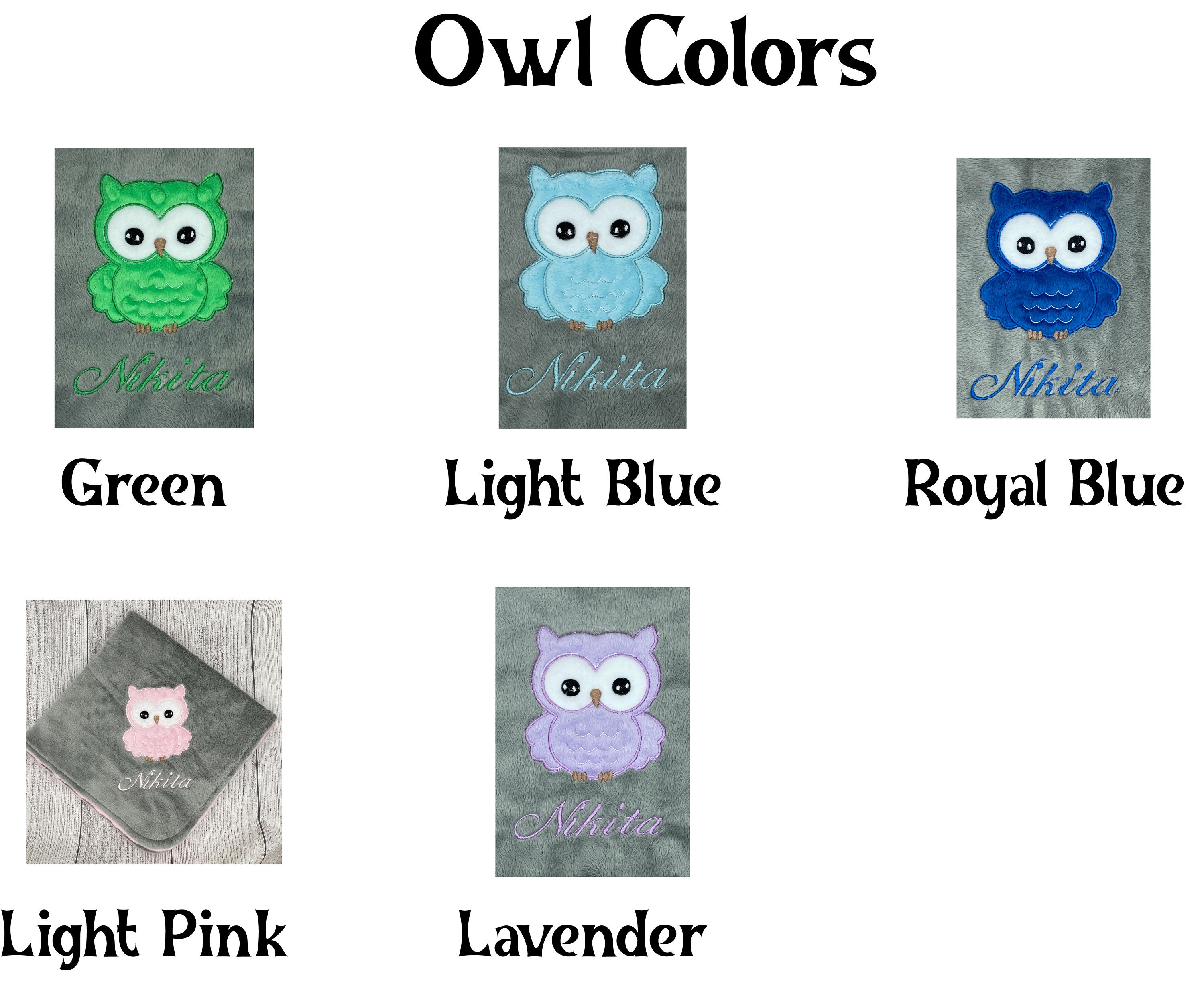 Personalize Owl Baby Blanket, Custom Name Baby Blanket, Minky Baby