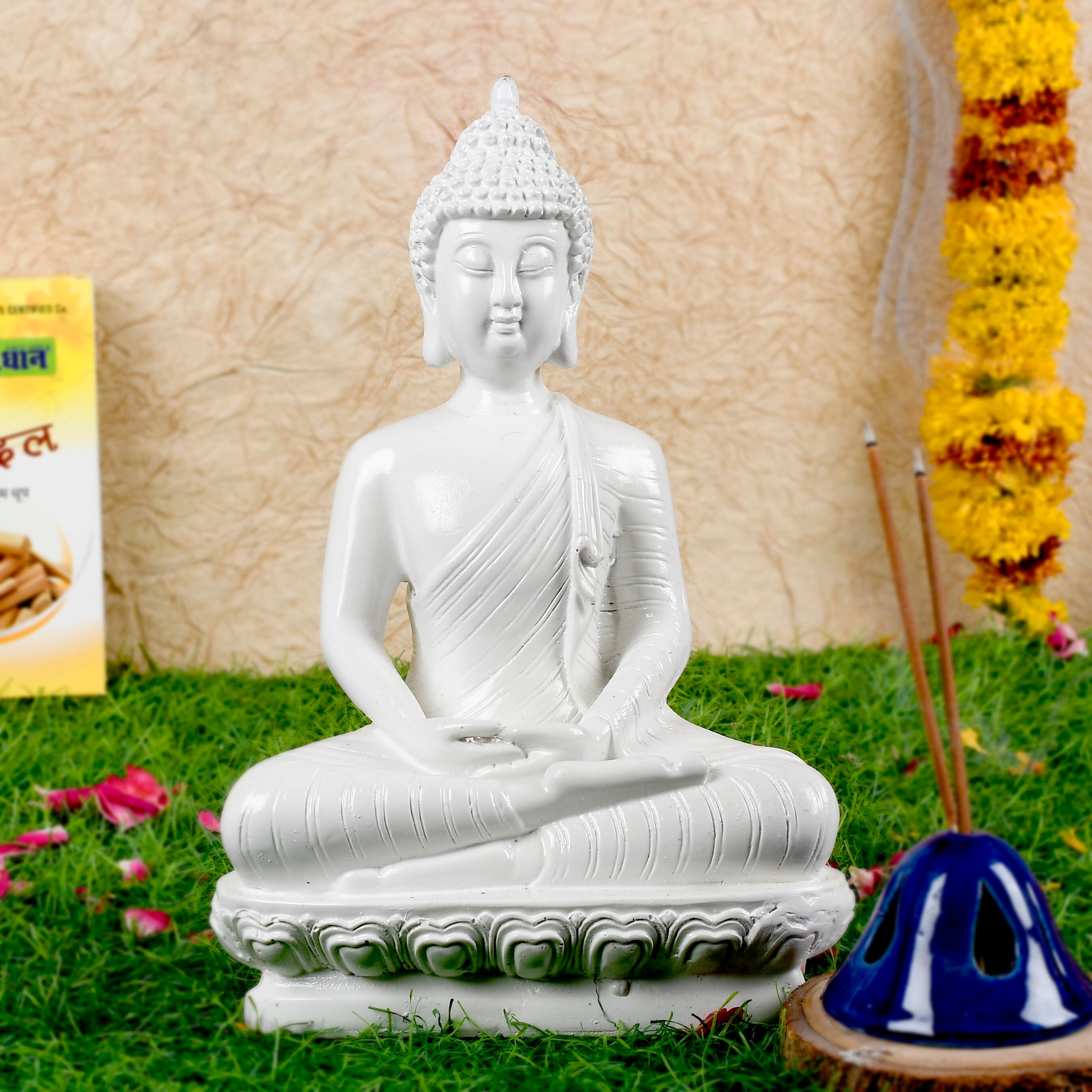 Large Buddha Statue Antique Effect Meditating Buddha Statue Etsy