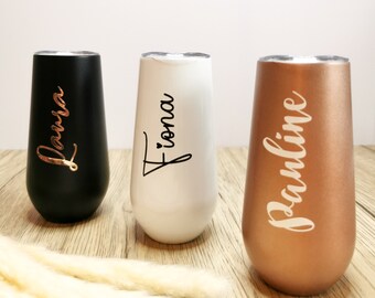 personalisiertes Sektglas I Tumbler I für JGA I Thermobecher mit Deckel I Geschenk Hochzeit I Getting Ready I Junggesellenabschied