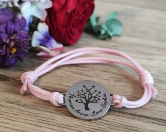 Armband mit Namen I Armband Lebensbaum I Armband Mama I Armband Familie Namen I Kindernamen I Armband rosa Gravur