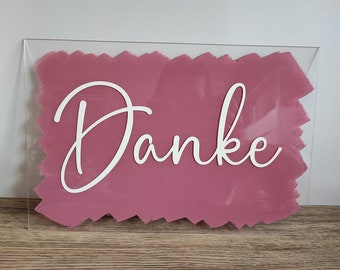 Acrylschild "Danke" oder Wunschwort I Hochzeit I Hochzeitsdeko I Hochzeit Schild I Hochzeit Ideen I pink