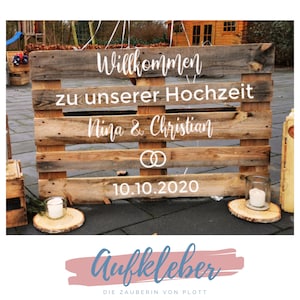 Aufkleber für Palette I Aufkleber Willkommen Hochzeit I Aufkleber Palette I Willkommensschild Hochzeit I personalisierte Aufkleber Hochzeit