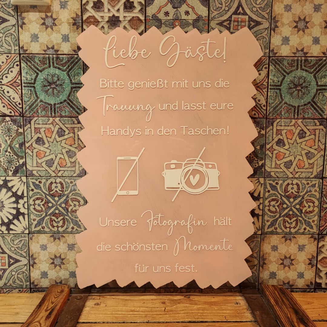 Acrylschild Fotoverbot Hochzeit I Keine Fotos Kirche I Hinweis Etsy