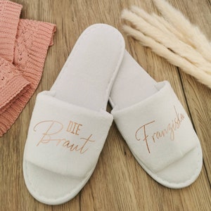 Personalisierte Slipper für JGA oder Getting Ready, Hochzeit Schuhe, Team Braut, Wellness Therme, Hotelschlappen, Junggesellenabschied