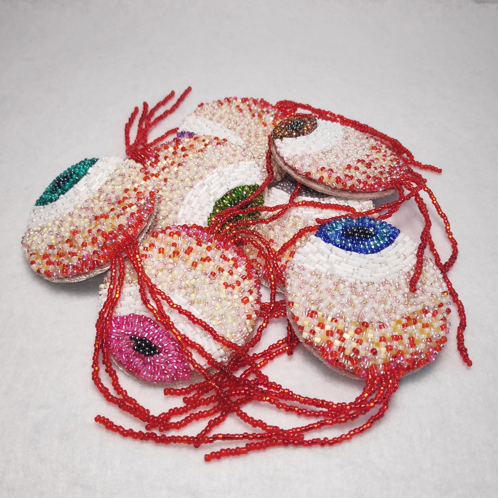 Eye brooch eyeball pin beaded jewelry for her bleeding eye Etsy