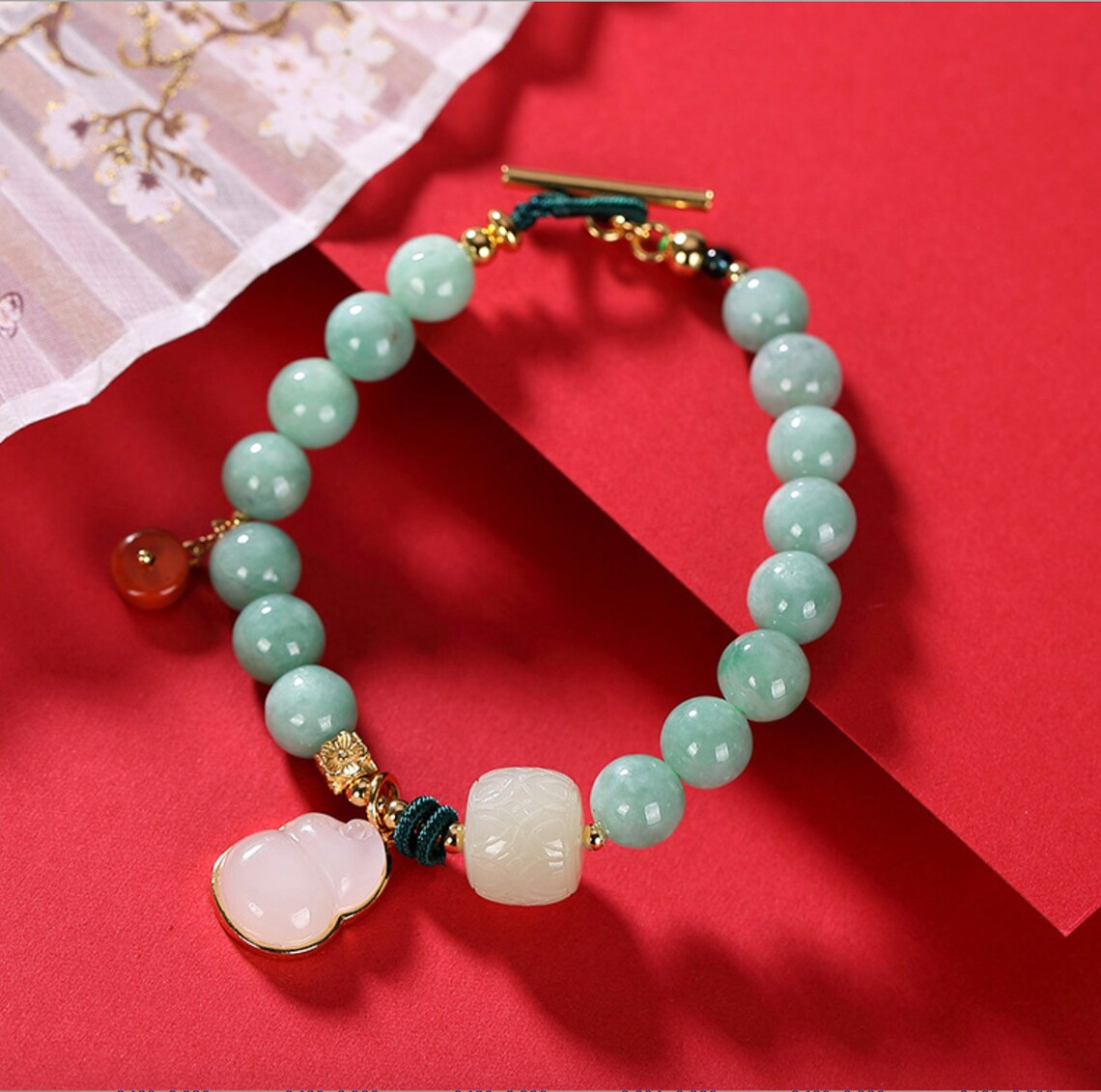 Vintage Dangle Large Jadeite Bracelet Natural Jade Fei Chui Etsy