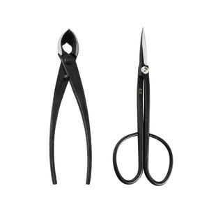 Wazakura 2PCS Japanese Bonsai Essential Tool Set [ Yasugi Twig Scissors + Concave Cutter ]