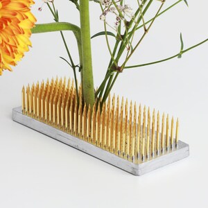 Wazakura Japanese Ikebana Kenzan Long Rectangular Flower Holder 4.7&quot; (120mm), Made in Japan Floral Arranging Pin Frog Tool