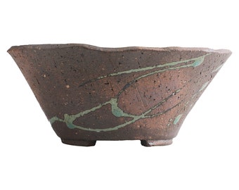 Wazakaura Tokoname Rustic Tatara Bonsai Pot 6.3&quot;(160 mm) MADE IN JAPAN, Japanese Handmade Ceramic Planter, Gift, Artistic