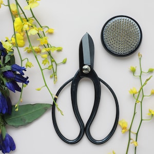 2PCS Japanese Ikebana Essential Tool Set [ Koryu Scissors + Round Brass Kenzan] Mothers Day Gift