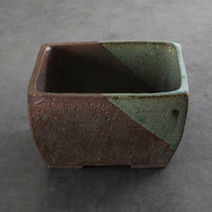 Wazakura Tokoname Small Handmade Rectangular Glazed Bonsai Pot with Drainage Holes 5.3 in (135 mm) Made in Japan