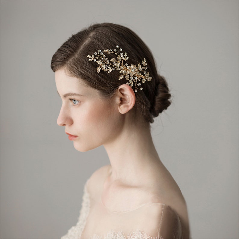 Elegant Bridal Hair Clip Sets Pearls Hairpin Pink Floral Leaves Bride Tiara BridesmaidFlower Girl Hairpin Hair Clip Wedding Hair Accessory