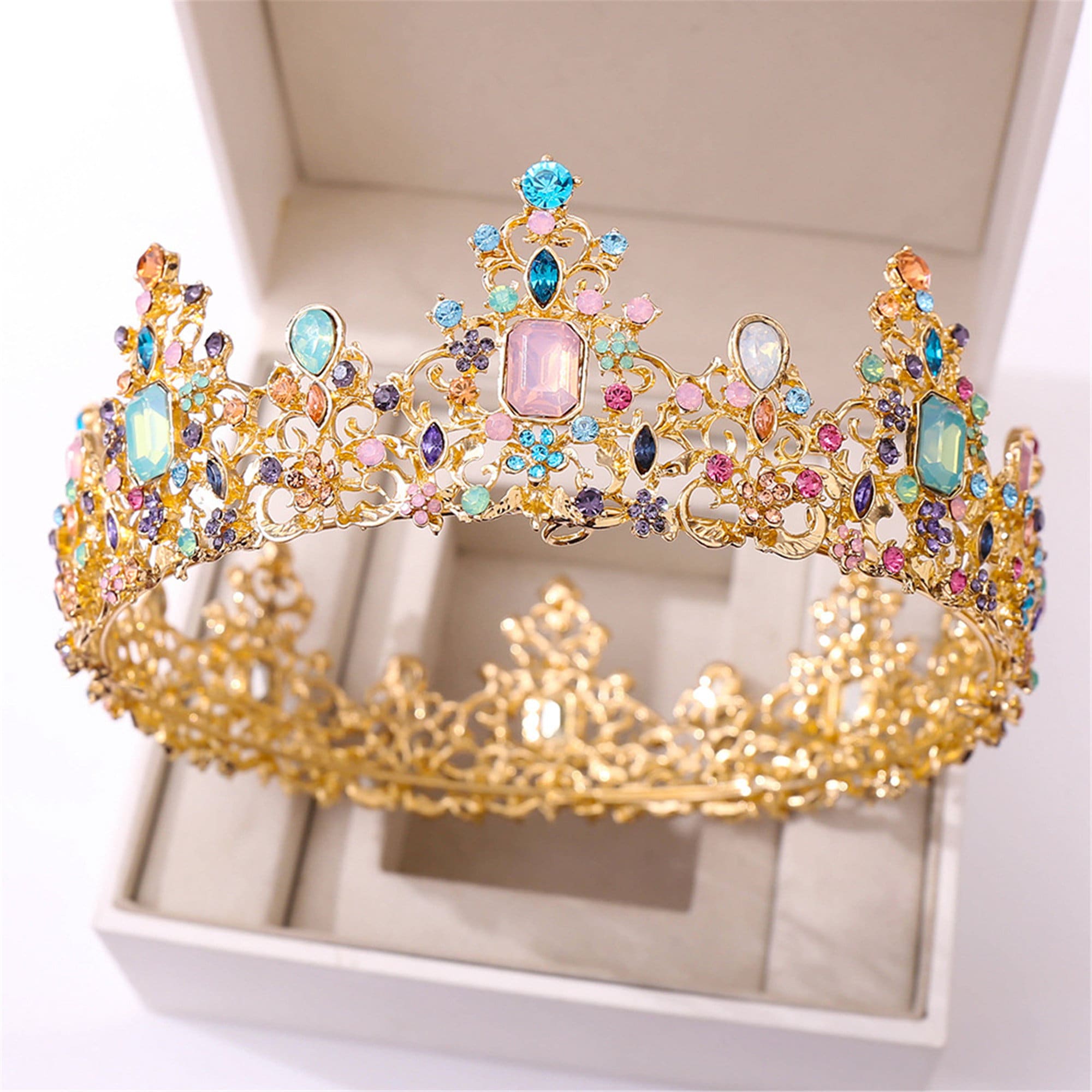 Rainbow Crystal/Prom Tiara/Rhinestone Crown/Wedding Etsy