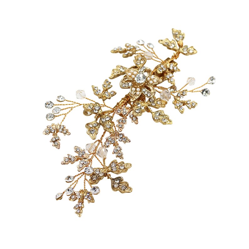 Elegant Bridal Hair Clip Sets Pearls Hairpin Pink Floral Leaves Bride Tiara BridesmaidFlower Girl Hairpin Hair Clip Wedding Hair Accessory