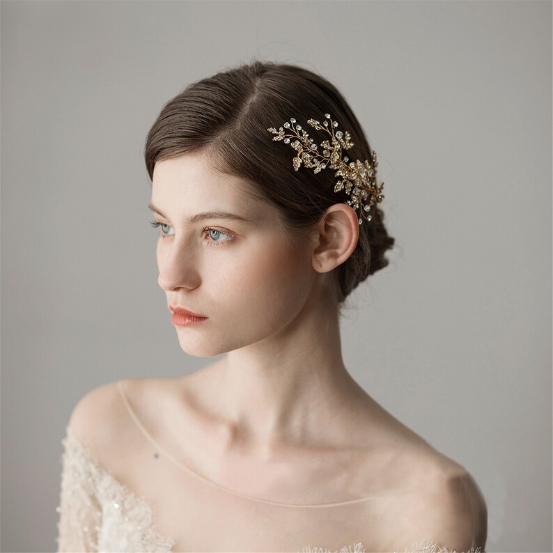 Elegant Bridal Hair Clip Sets Pearls Hairpin Pink Floral Leaves Bride Tiara BridesmaidFlower Girl Hairpin Hair Clip Wedding Hair Accessory