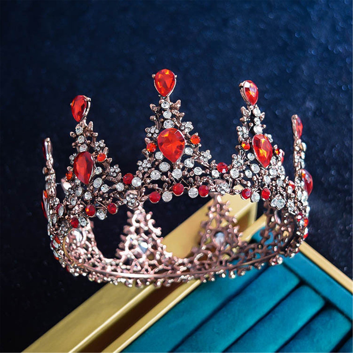 Red Crystal/Prom Tiara/Rhinestone Crown/Wedding | Etsy