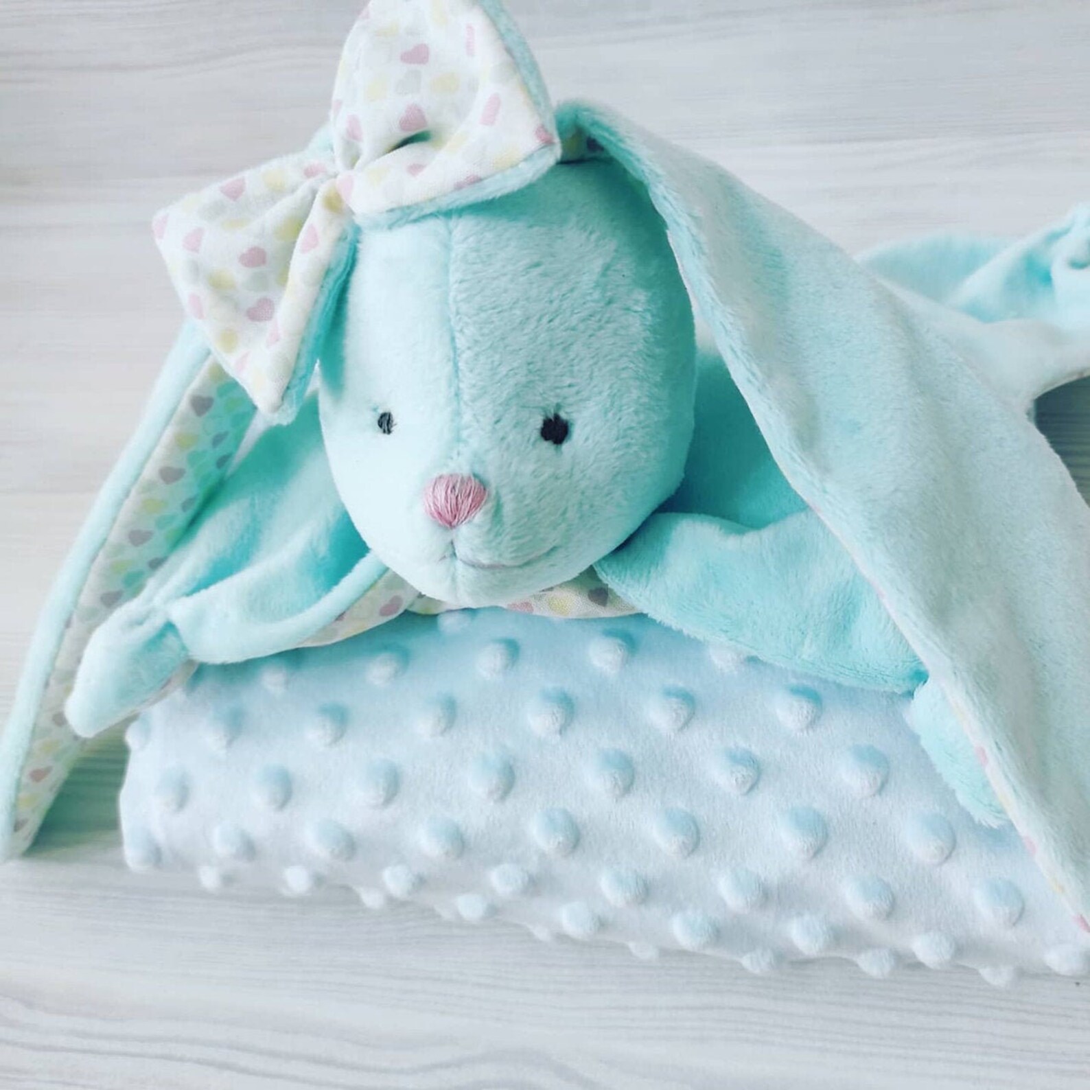 Bunny comforter. Lovey blanket Bunny Stuffed bunny toy. Baby Etsy