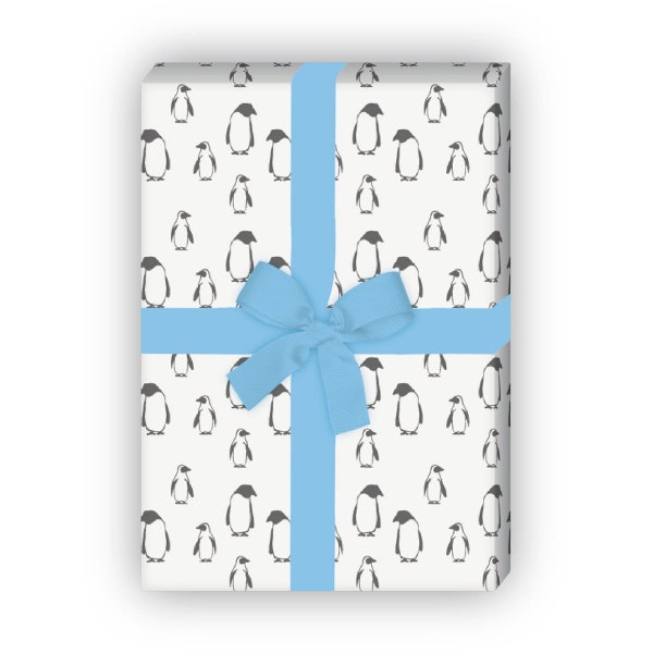 Papel de envoltura de pinguino fresco - no sólo para Navidad -, blanco y negro como hermoso envoltorio de regalo