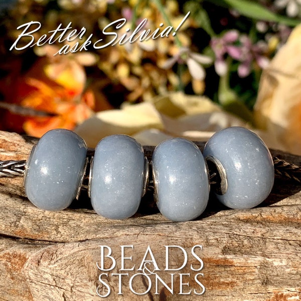 Beads&Stones Natural Angelite with S925 Silver rivet