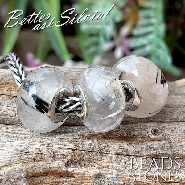 Beads&Stones Natural Black Rutilated Quartz with silver core