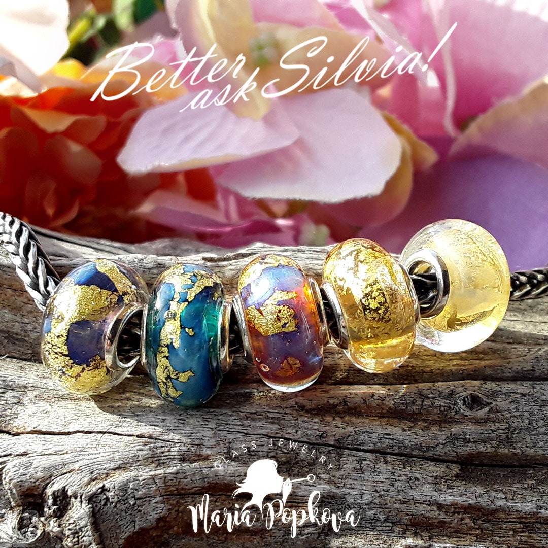 Maria Popkova Glassbeads With Double Rivet in S925 Silver - Etsy