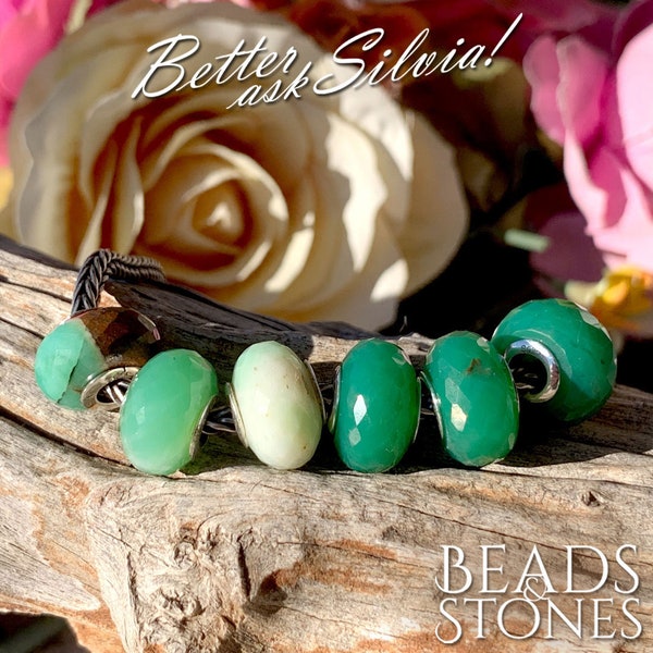 Beads&Stones Natural chrysoprase with S925 silver rivet