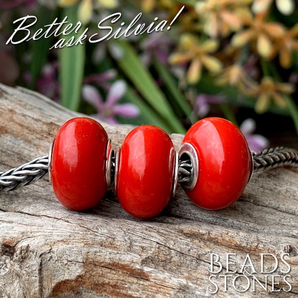 Beads&Stones Artificial Red Coral smooth with Silver S925 core