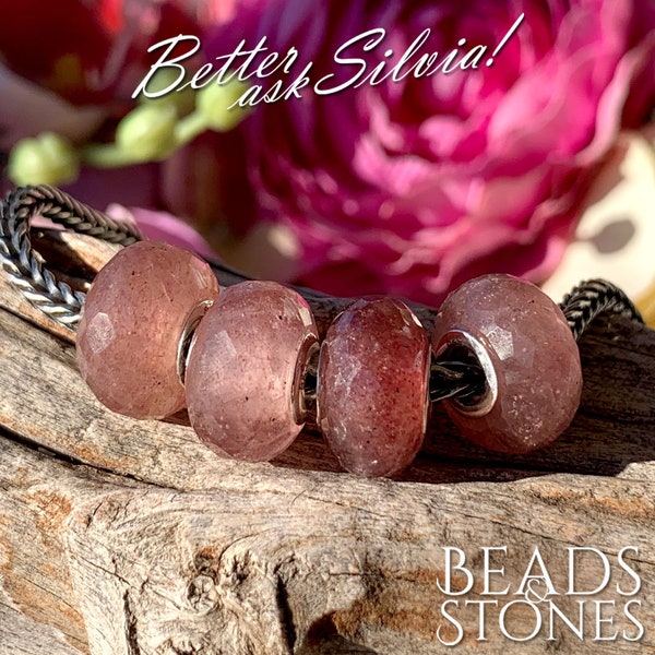 Beads&Stones Natural Strawberry Quartz with S925 Silver rivet