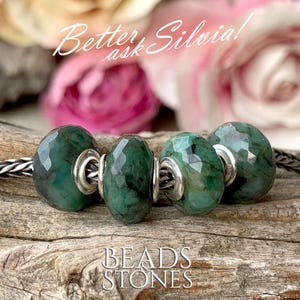 Perla Trollbeads In Avventurina Verde - Pietra Preziosa Naturale, Per Bracciali Personalizzabili, Astuccio Originale