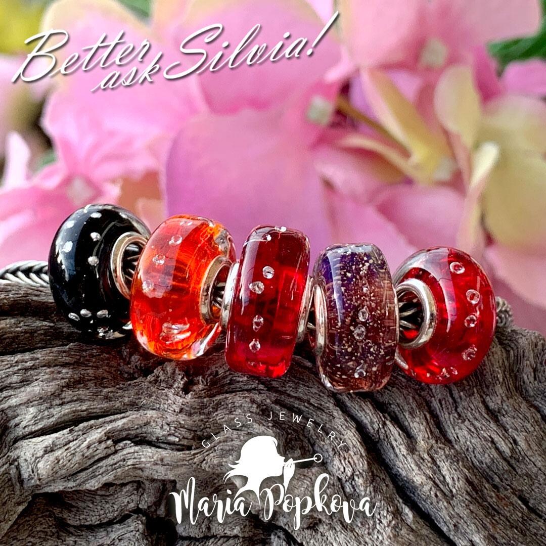 Maria Popkova Glassbeads With Double Rivet in S925 Silver - Etsy UK