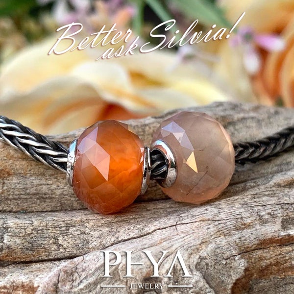 PHYA Natural Orange Gobi Agate with Silver S925/White Gold Plated core