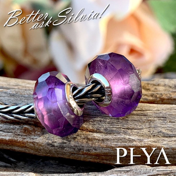 PHYA Intense Amethyst Diskette with Rivet in S925 Silver/White Gold Plated