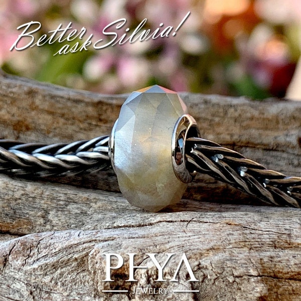 PHYA Natural Sunstone Diskette with S925 Silver/White Gold Plated rivet