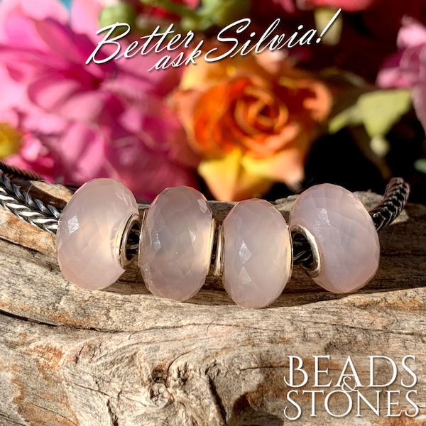 Beads&Stones Natural pink chalcedony with S925 silver rivet